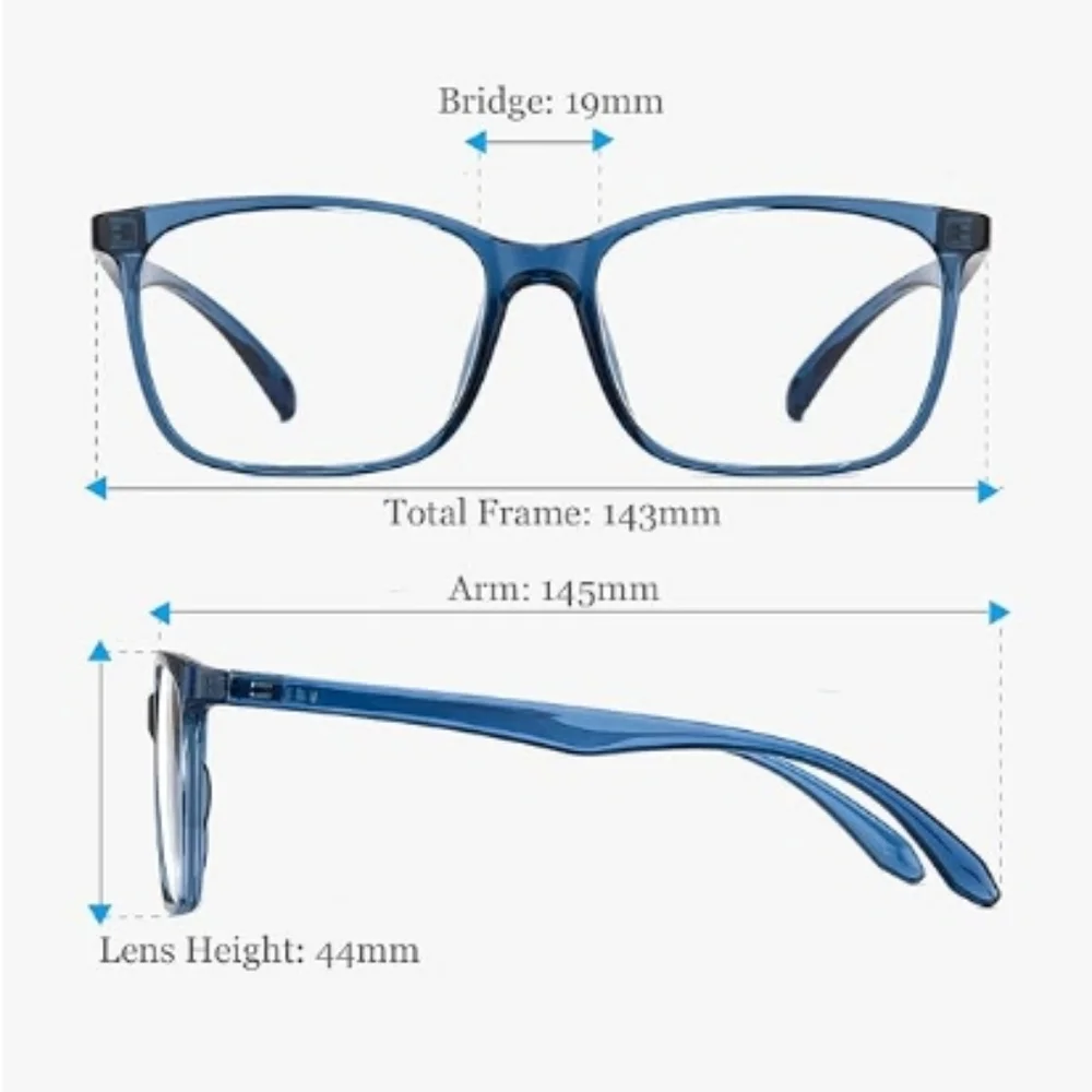 Blue Light Blocking Anti Eyestrain Lens Eyeglasses Blue Frame